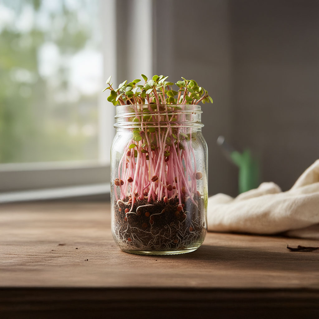 Fresh Pink Radish Sprouts