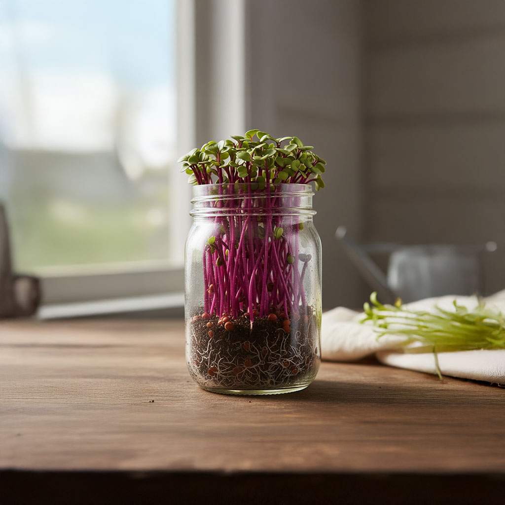 Fresh Purple Radish Sprouts
